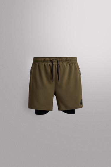 SHORTS ENTRENAMIENTO 2 EN 1 - Khaki oscuro de Zara