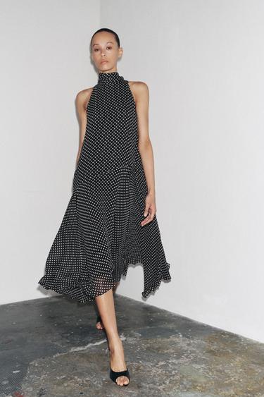 ZW COLLECTION HALTER POLKA DOT DRESS - Black / White by Zara - Image 3