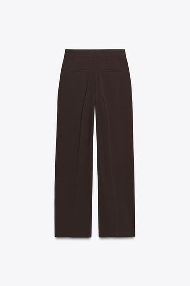 STRAIGHT-LEG TROUSERS WITH SIDE STRIPE - Brown by Zara - Image 7