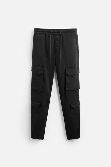 CARGO TROUSERS WITH POCKETS - Black by Zara
