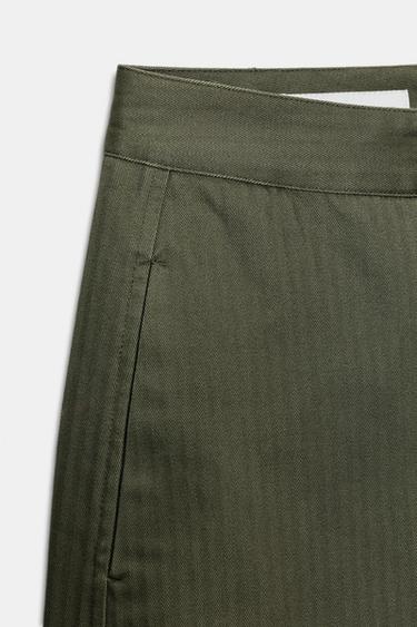 HERRINGBONE BARREL TROUSERS - Khaki by Zara - Image 6