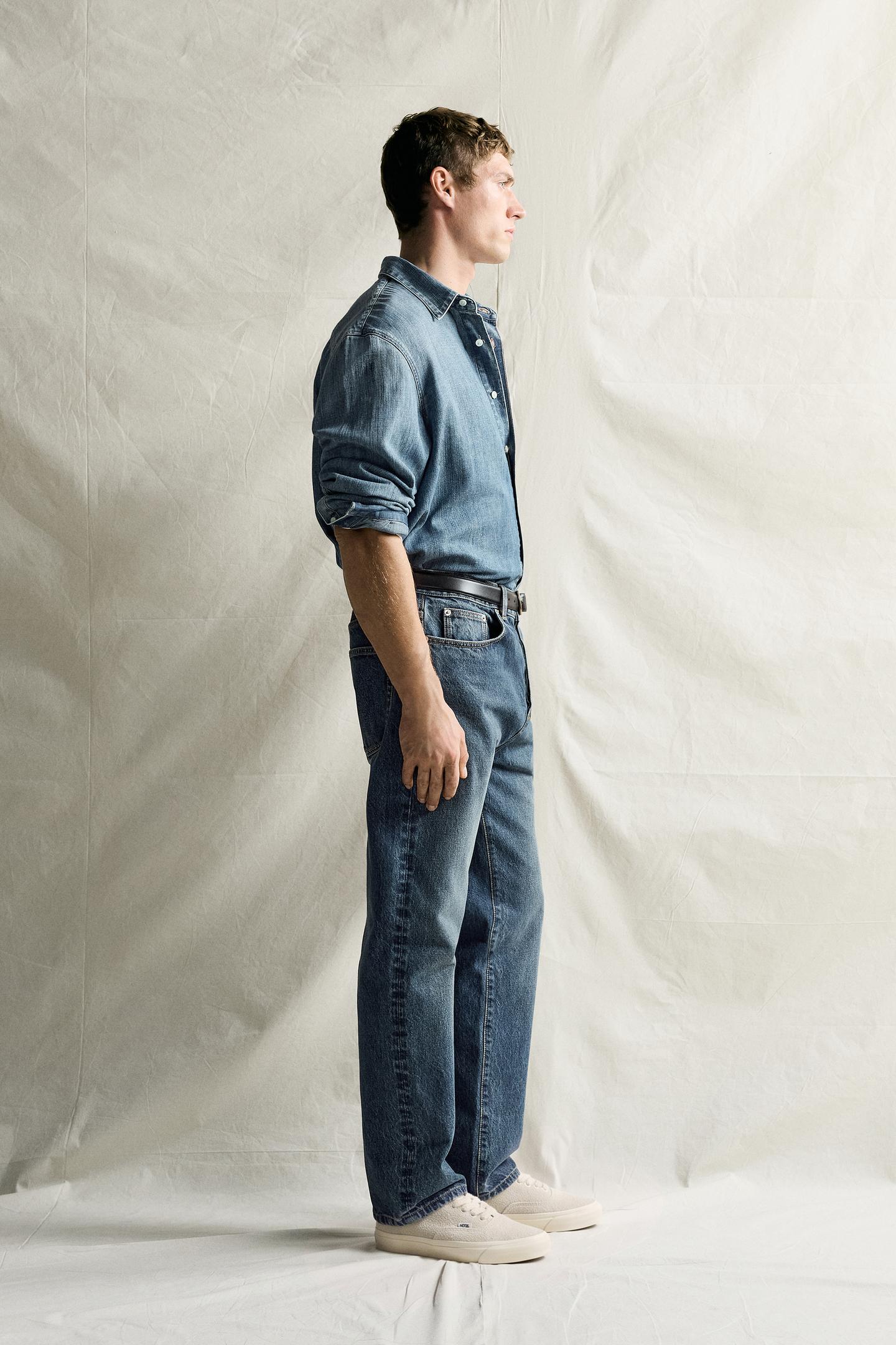 Мужские джинсы Zara Relaxed Fit, цвет: Синий — фото 4