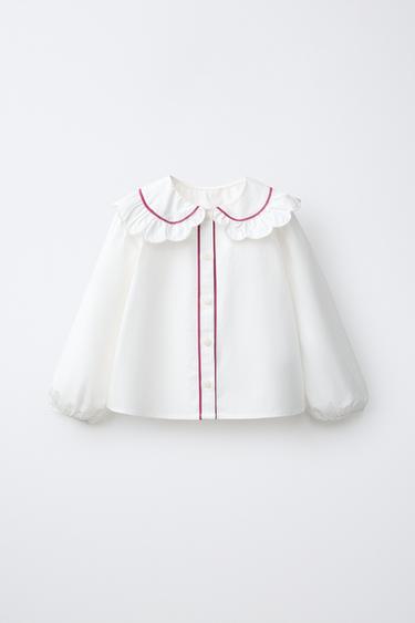 CONTRAST PETER PAN COLLAR SHIRT - White by Zara