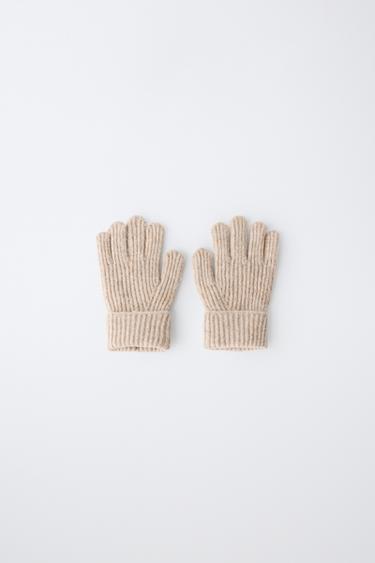 Zara 平紋針織手套 - 沙色