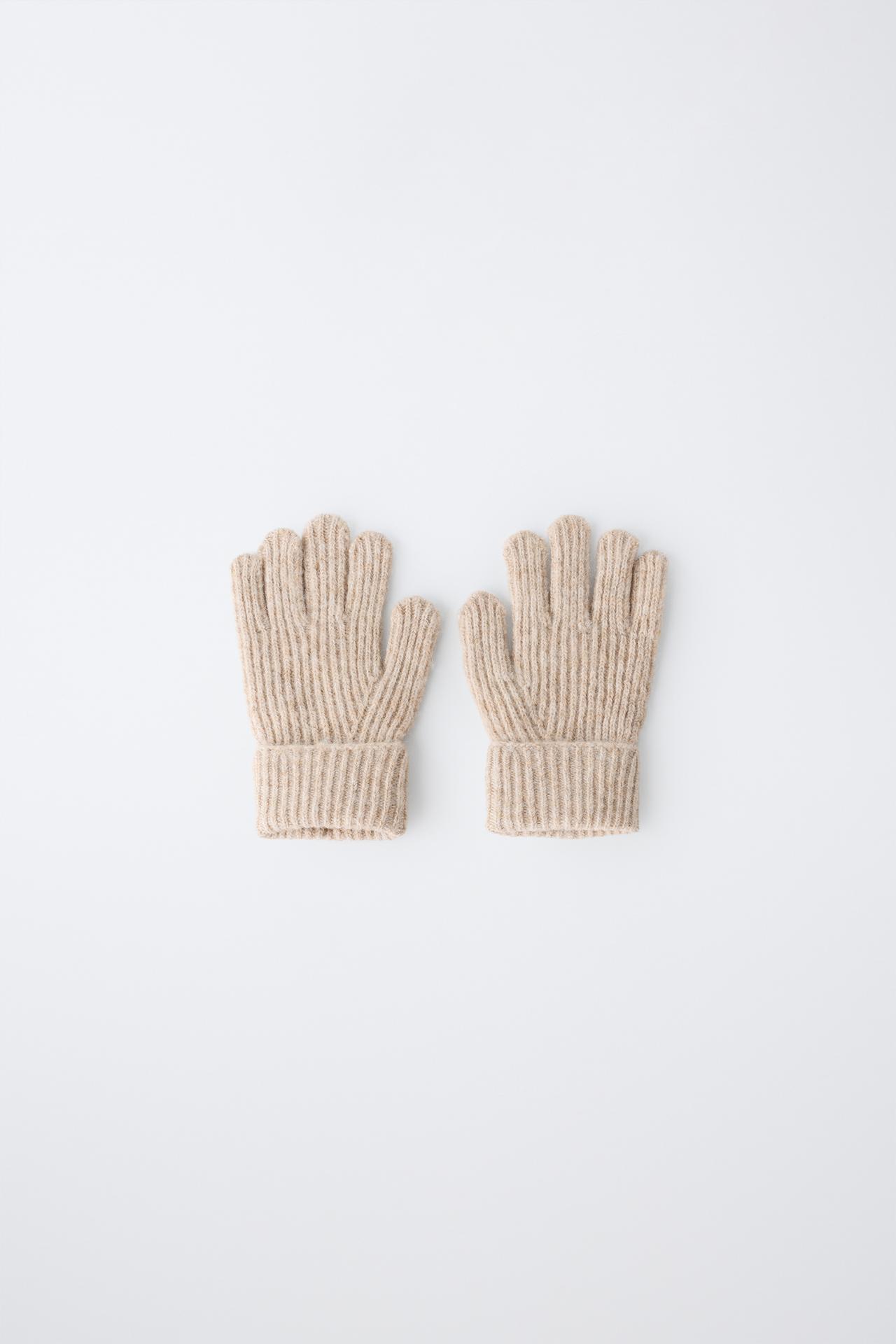 PLAIN KNIT GLOVES — Sand