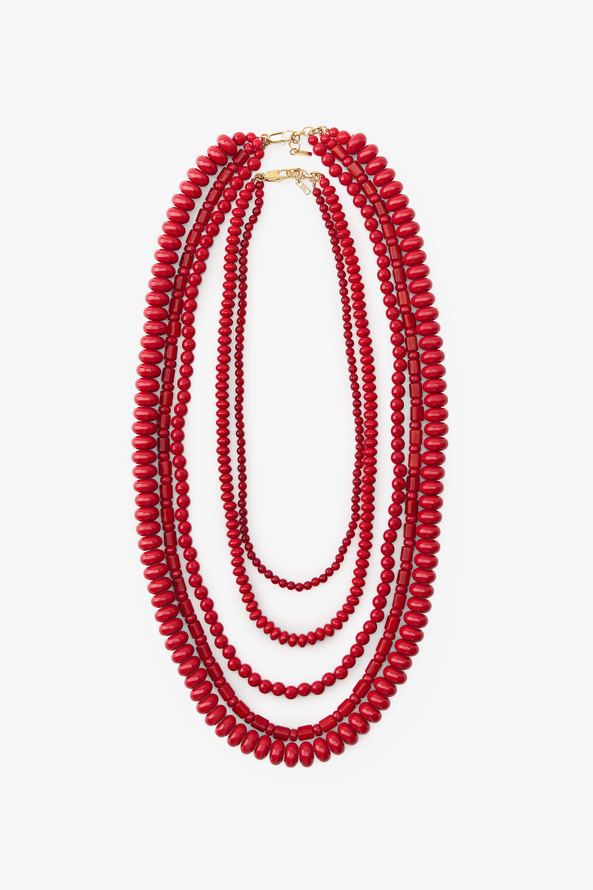 2-PACK OF MULTI-BEAD NECKLACES - Red | ZARA United States