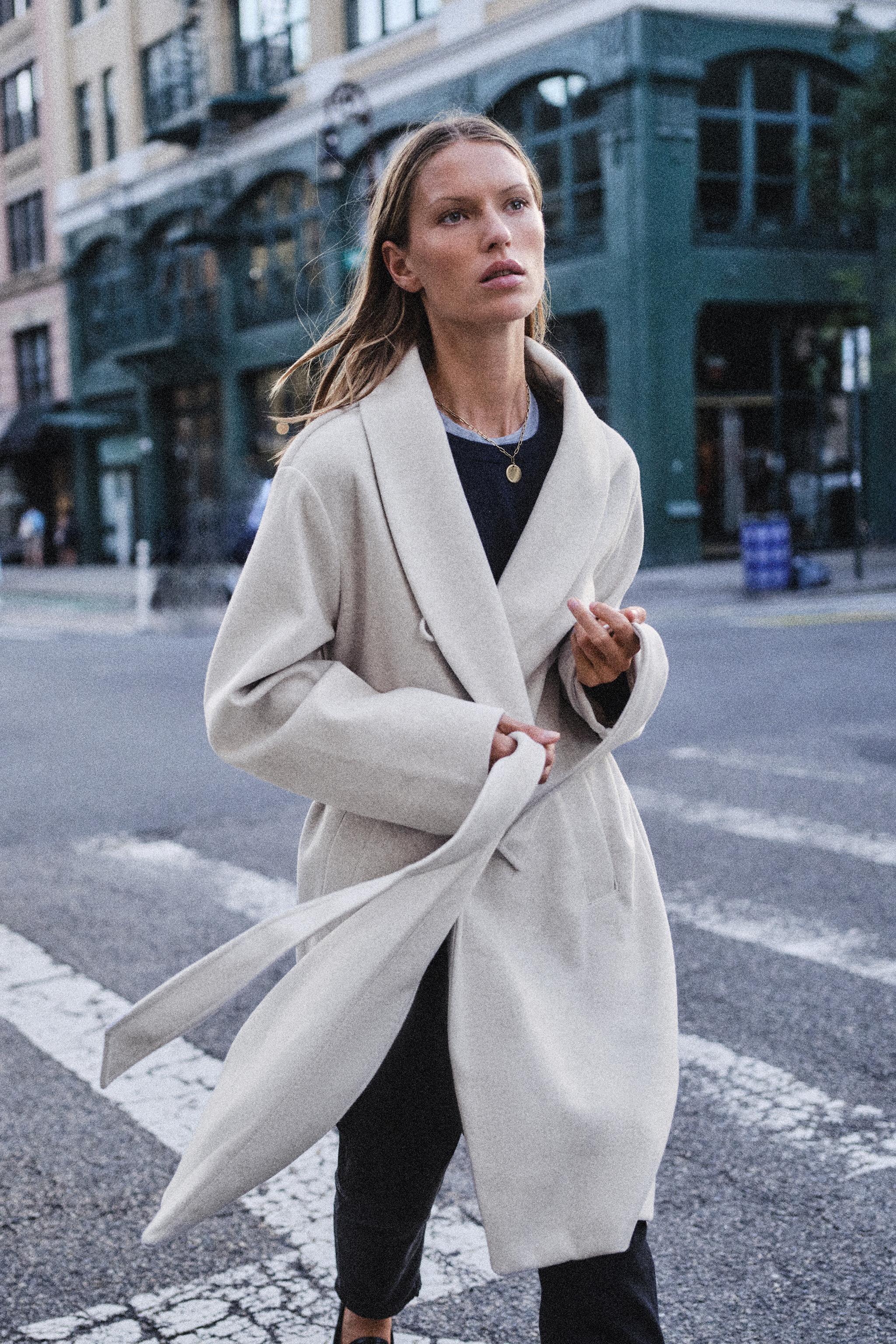 Zara Soft Kemerli Kaban görsel 6