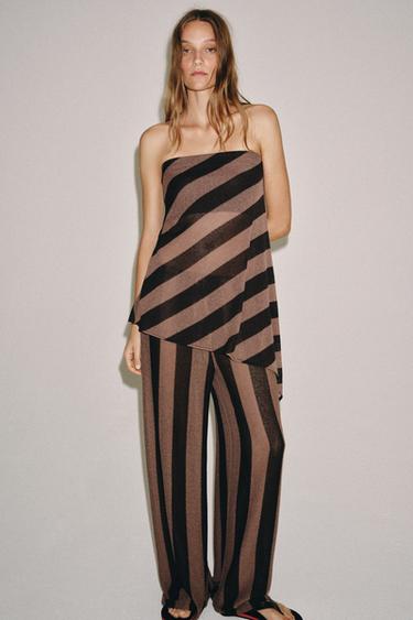 RUSTIC STRIPED TROUSERS - Brown by Zara