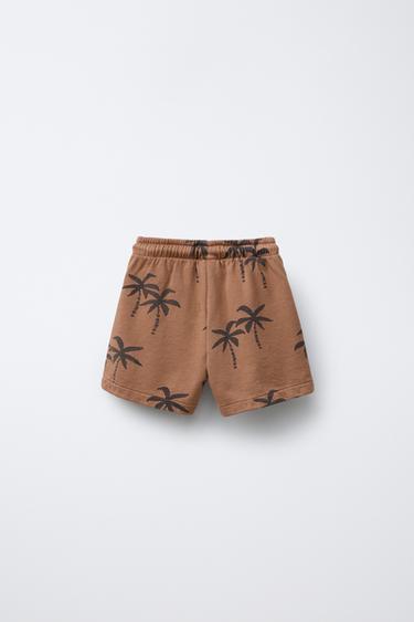 PALM TREE TEXTURED BERMUDA SHORTS - Light brown by Zara - Image 1