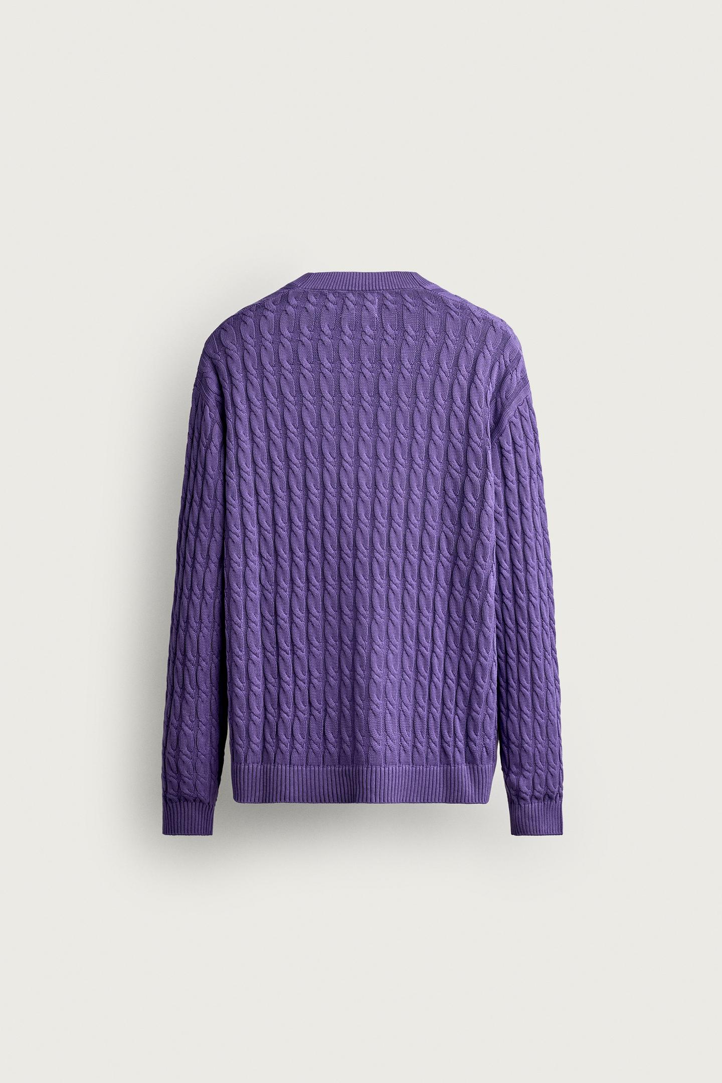 Мужской кардиган Zara Fruit OF the Loom™ Cable Knit, цвет: Фиолетовый — фото 8