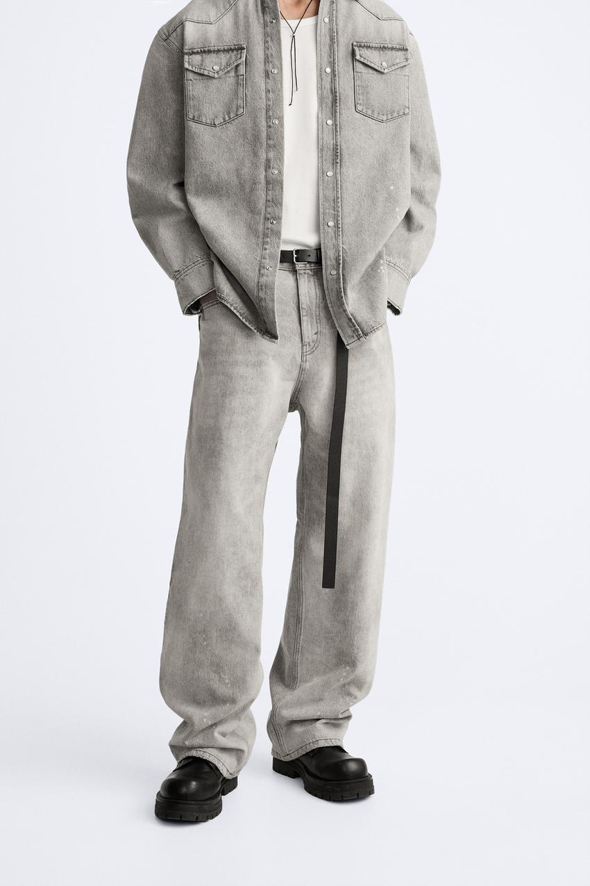 BAGGY FIT デニムパンツ - グレー | ZARA Japan / 日本