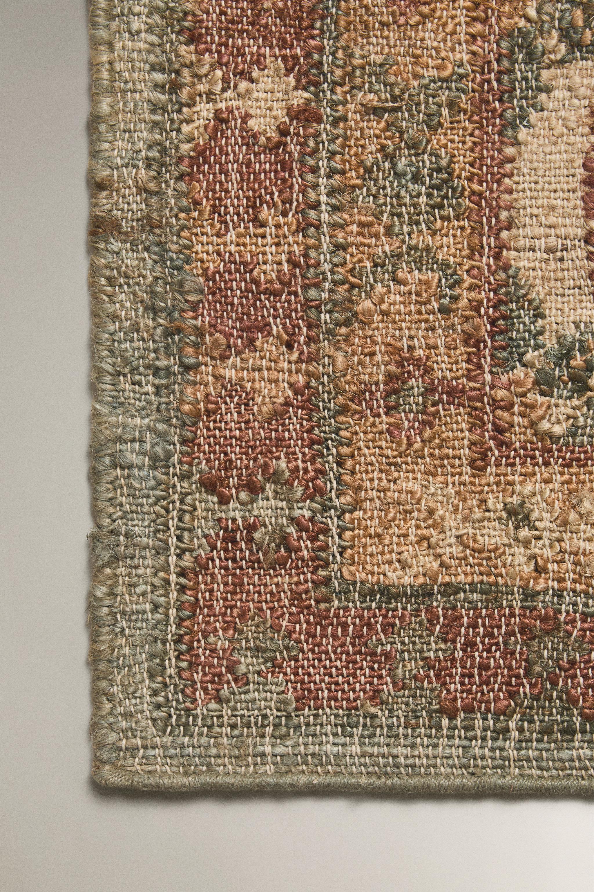 FLORAL PRINT IUTE AREA RUG