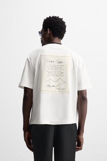 T-SHIRT À PIÈCE IMPRIMÉE - Blanc de Zara - Image 2