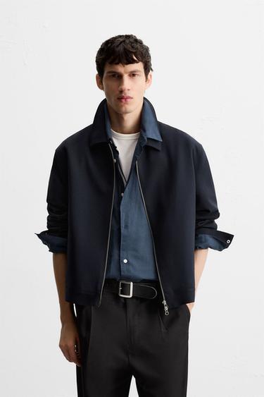 ZIP-UP OVERSHIRT - Dark navy by Zara