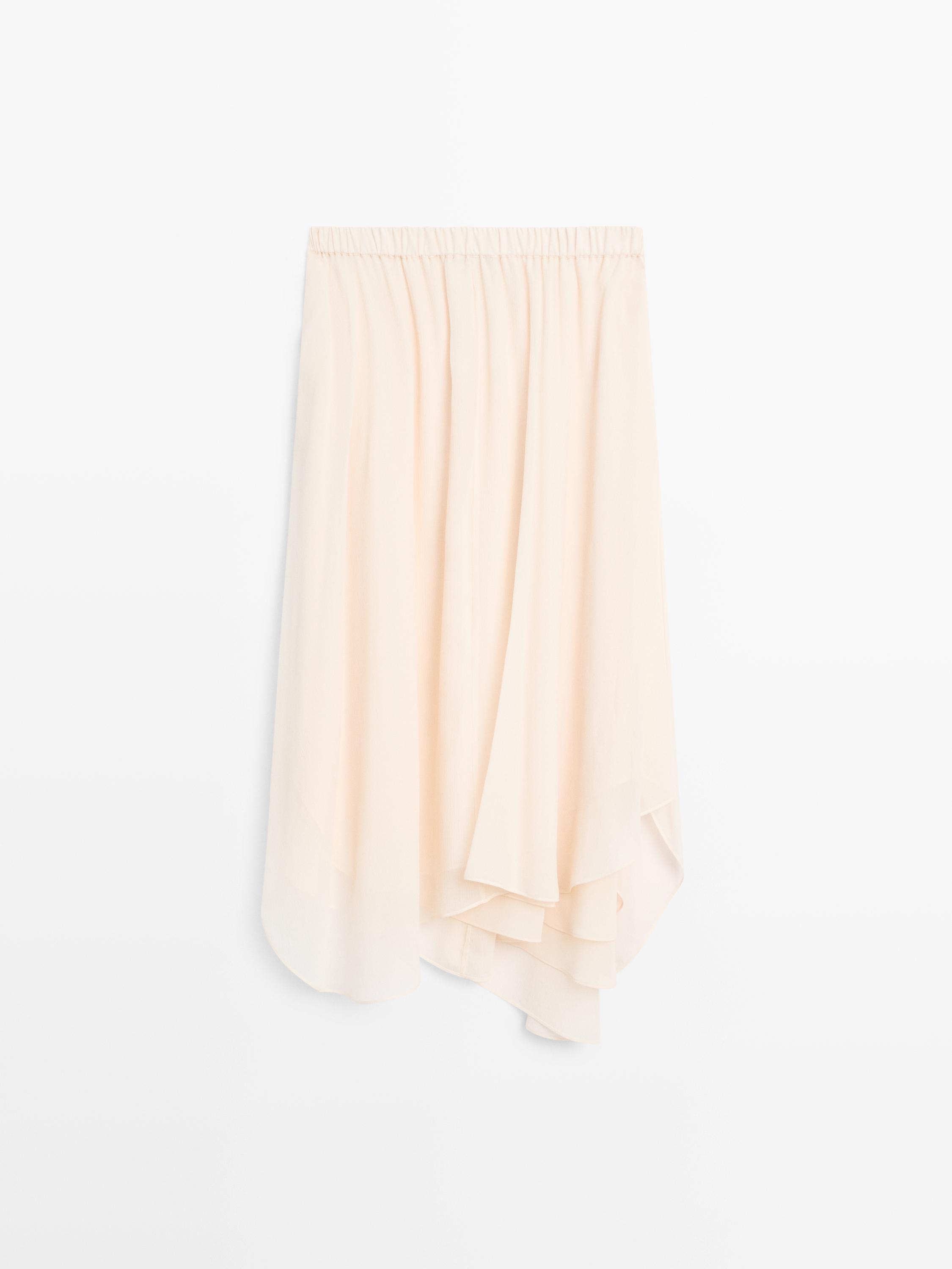 Flowing asymmetric midi skirt