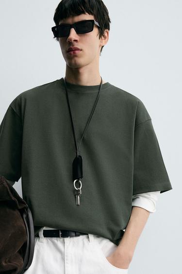 Zara BEAD DETAIL SWEATSHIRT - Mid-green
