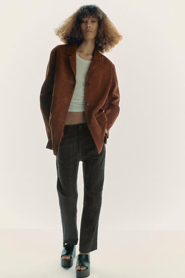 ZW COLLECTION LIMITED EDITION 100% SUEDE LEATHER BLAZER - Brown by Zara - Image 0