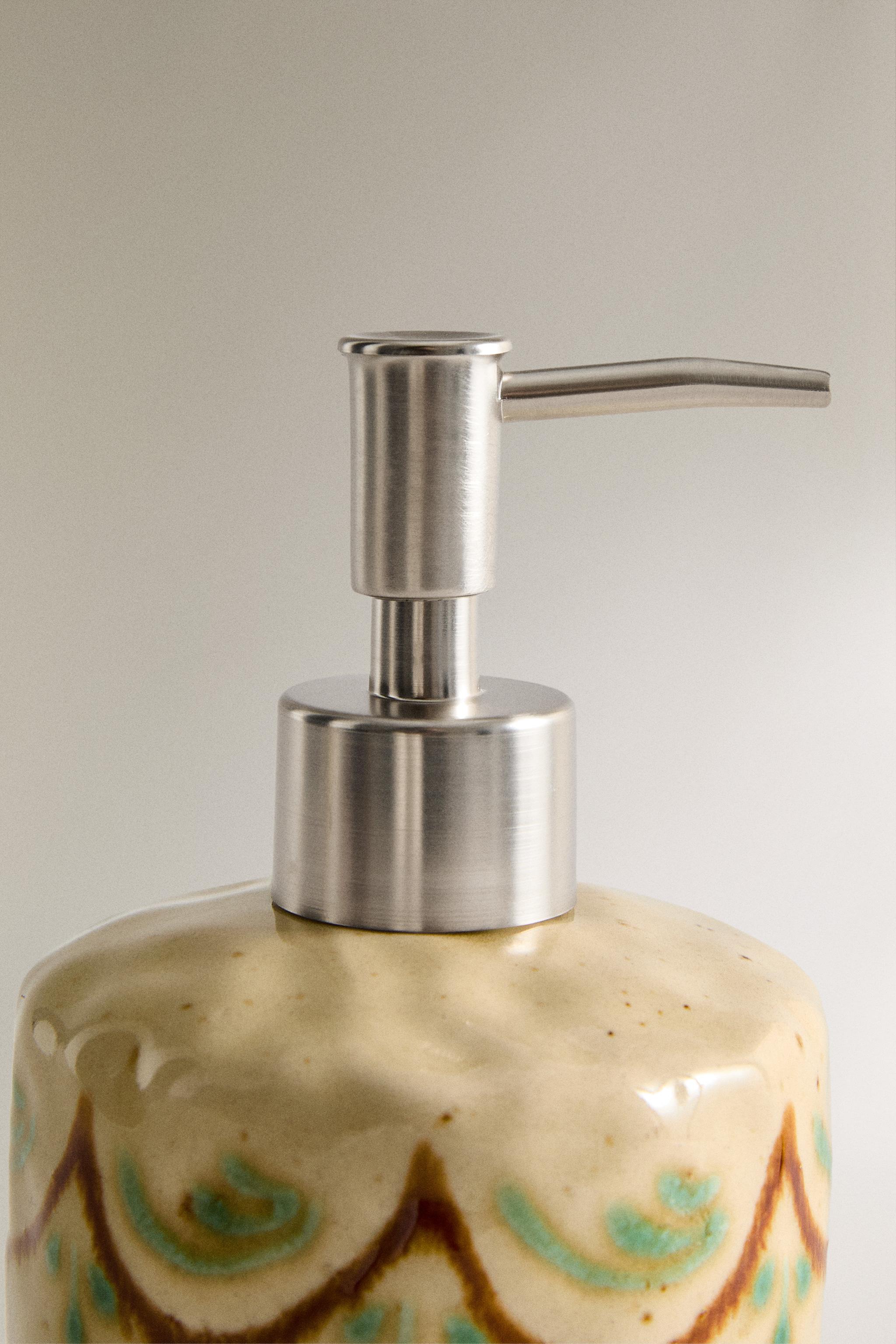 PAINTED CERAMIC SOAP DISPENSER