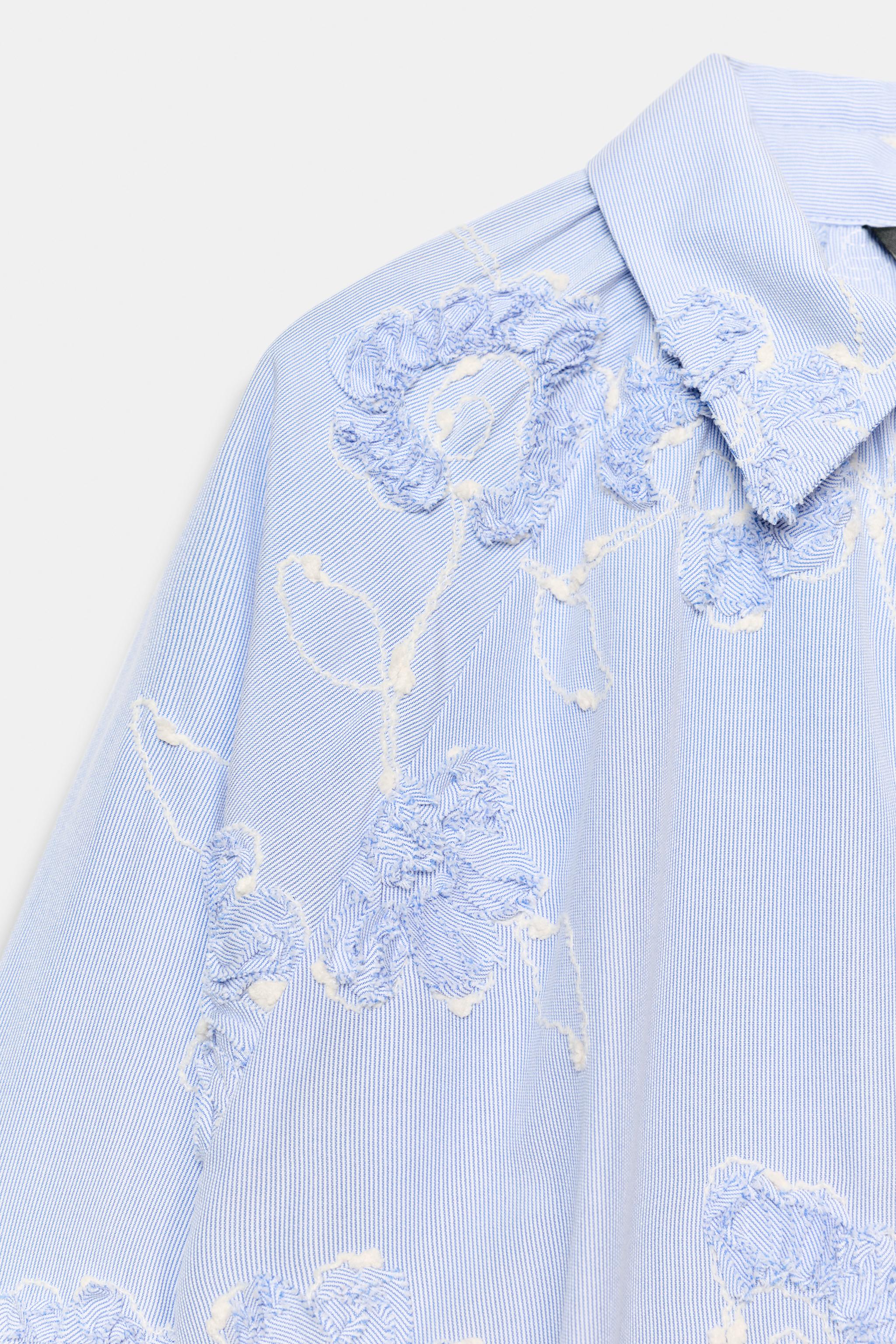FLORAL TEXTURED EMBROIDERED SHIRT