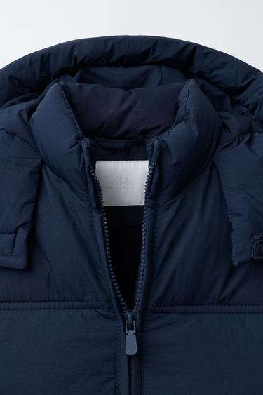 WATER-REPELLENT HOODED PUFFER JACKET - Navy blue by Zara - Image 6