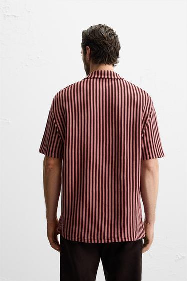 STRIPED JACQUARD POLO SHIRT - Light maroon by Zara - Image 2