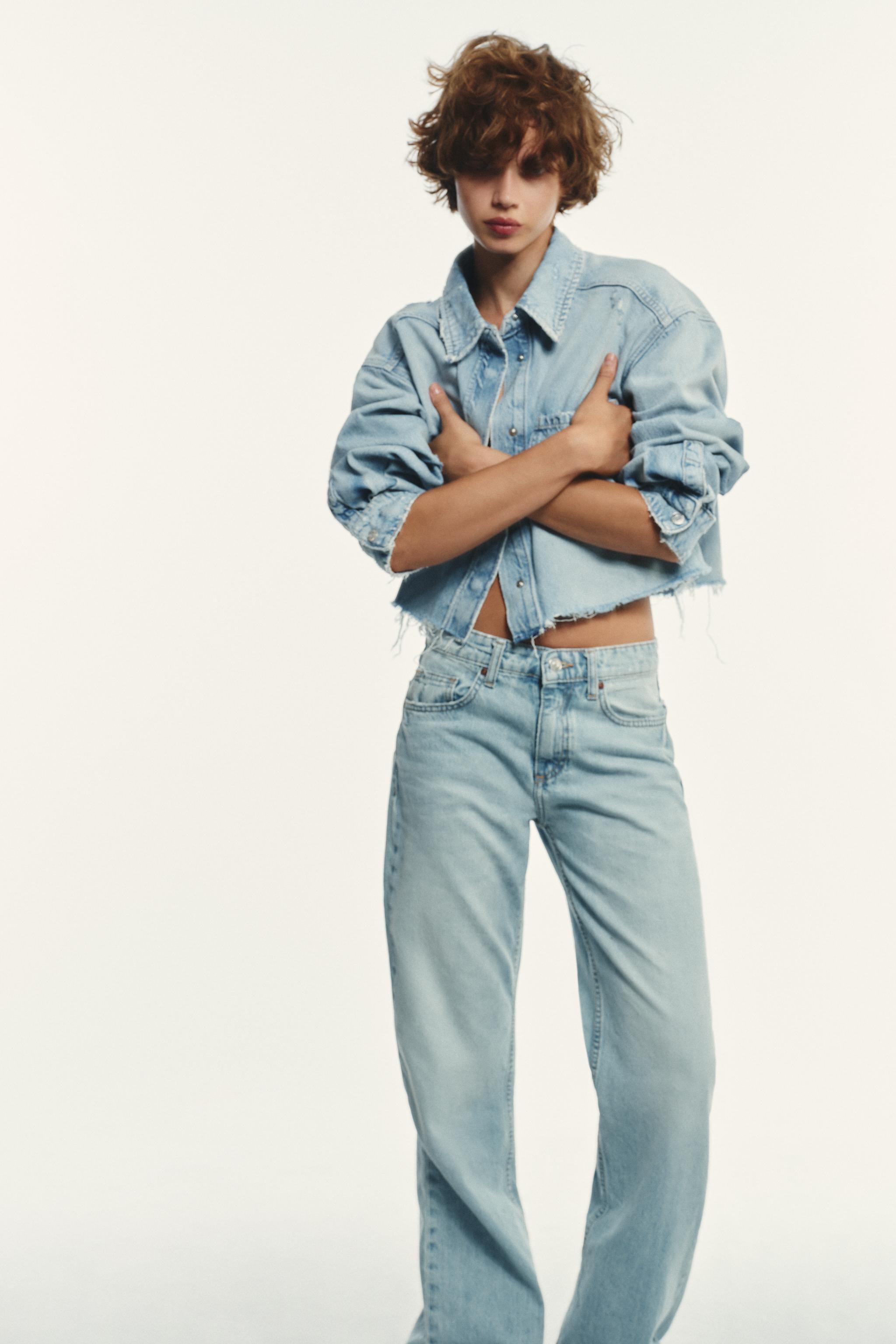 user_87549e78  TRF RIPPED CROP DENIM OVERSHIRT - Blue | ZARA Canada