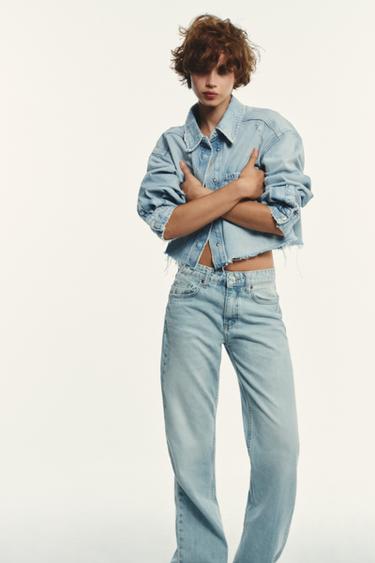 SURCHEMISE COURTE EN JEAN TRF DÉCHIRÉE - Bleu de Zara - Image 3