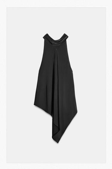 SATIN HALTER TOP - Black by Zara