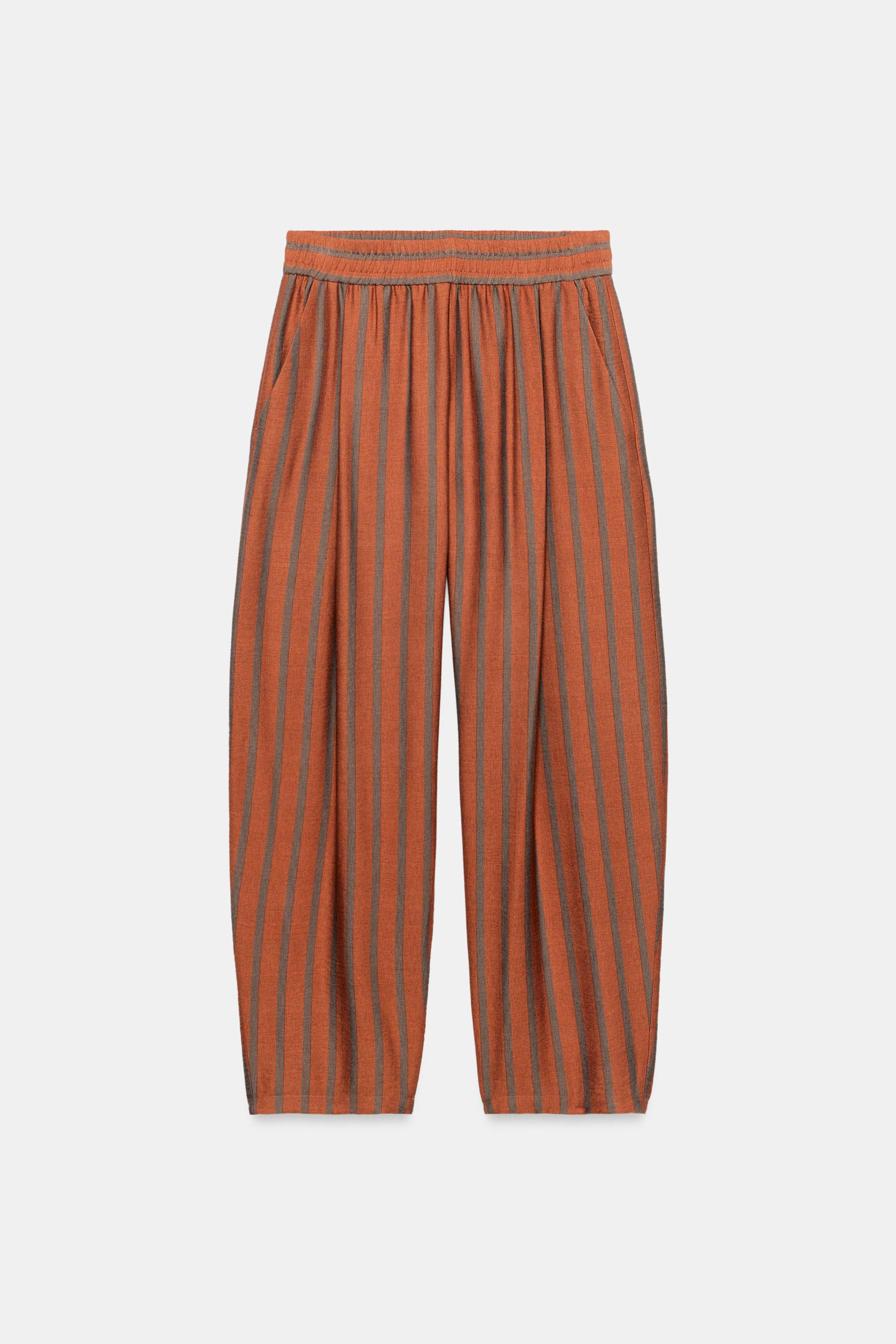 Женские брюки Zara ELASTIC WAIST STRIPED PANTS — фото 6