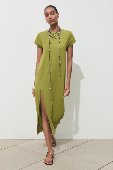 WASHED MIDI DRESS - Moss green by Zara
