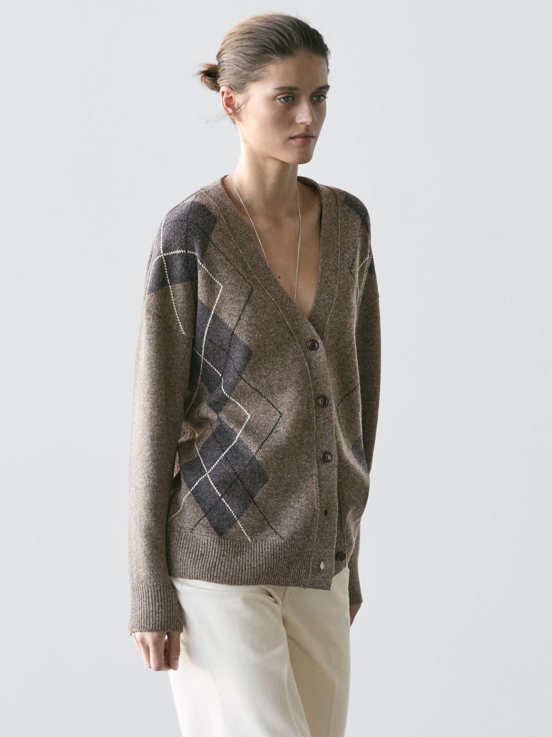 Cardigan à losanges en laine