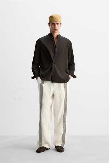 Zara LYOCELL - COTTON SHIRT - Dark brown - Image 0