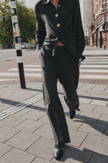 Zara STRAIGHT LEG PANTS - Dark gray