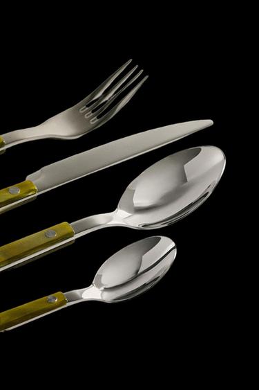 SET CUBIERTOS 4 PIEZAS MANGO ACRÍLICO - VERDE de Zara