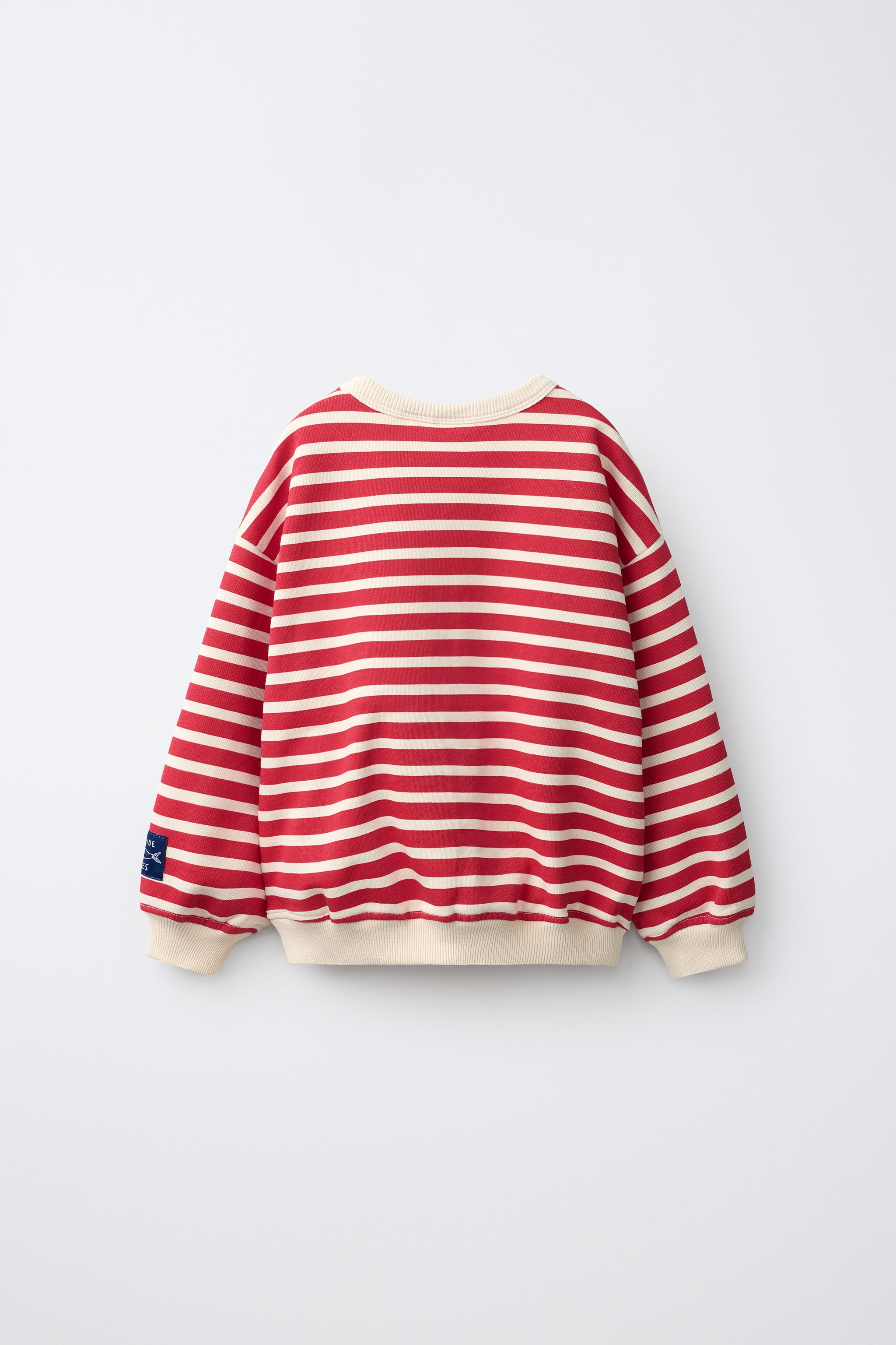 STRIPED SARDINE SWEATSHIRT — Red