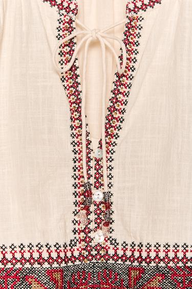 EMBROIDERED BLOUSE ZW COLLECTION - Multicoloured by Zara - Image 8