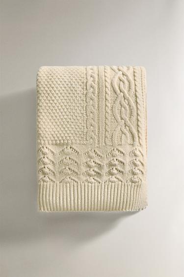 Zara WOOL BLANKET - Ecru