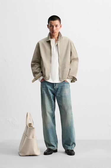 ÁO KHOÁC VẢI COTTON DÁNG RELAXED FIT - Màu xanh nhạt từ Zara