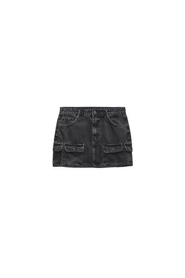DENIM CARGO SKIRT TRF