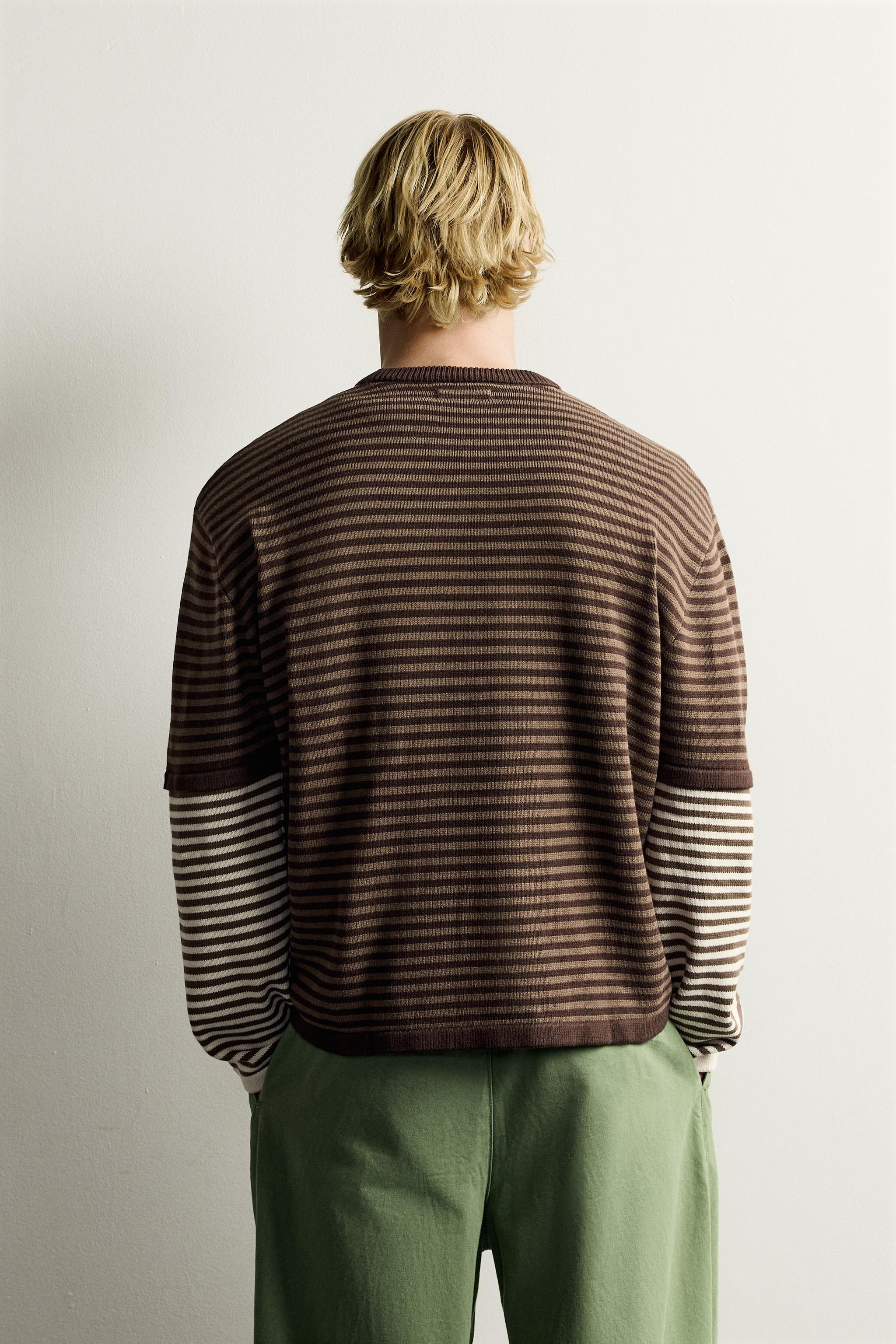 CONTRAST STRIPED JACQUARD SWEATER