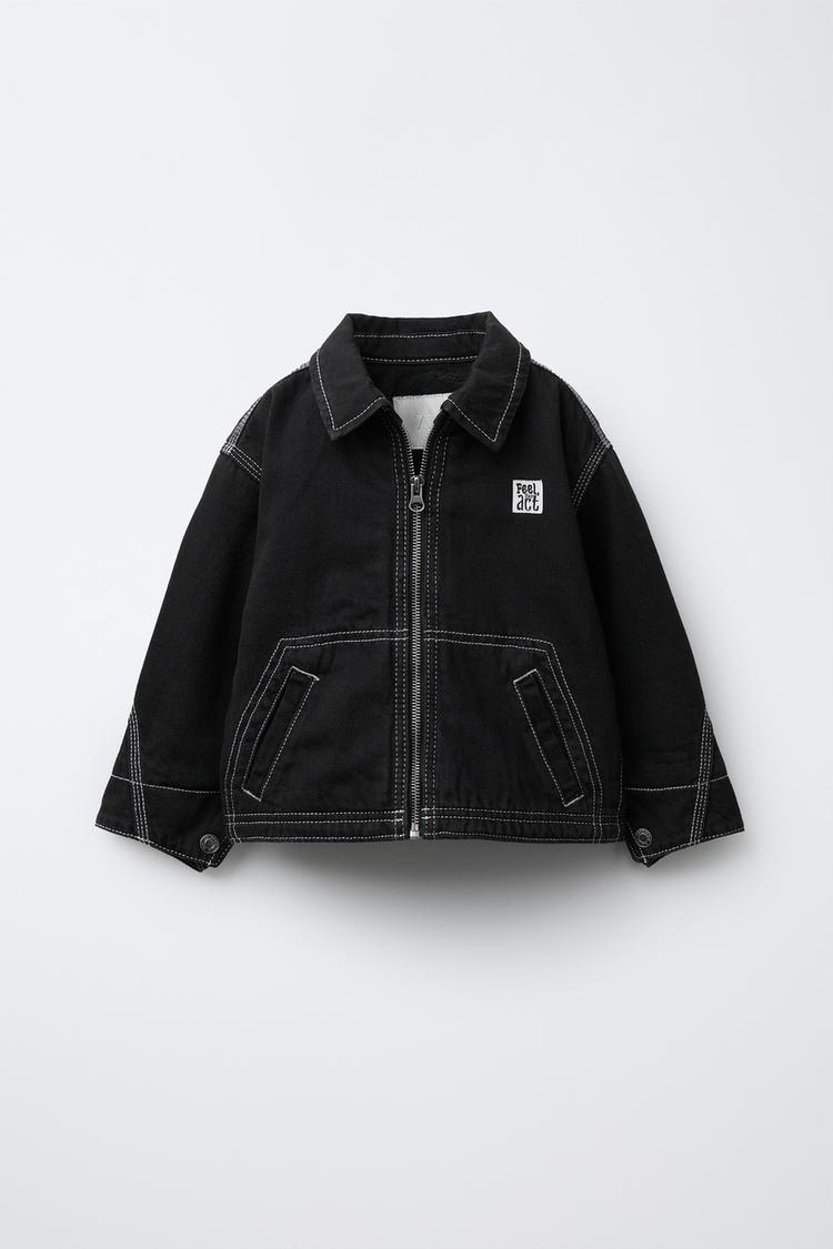 DENIM JACKET WITH FLEECE LINING Black ZARA Singapore