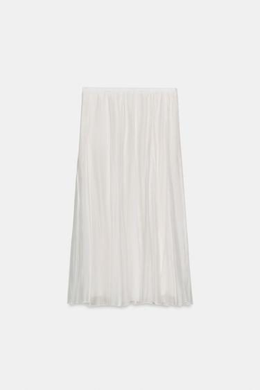 ZW COLLECTION CONTRAST FLOWING SKIRT - Oyster-white by Zara - Image 5