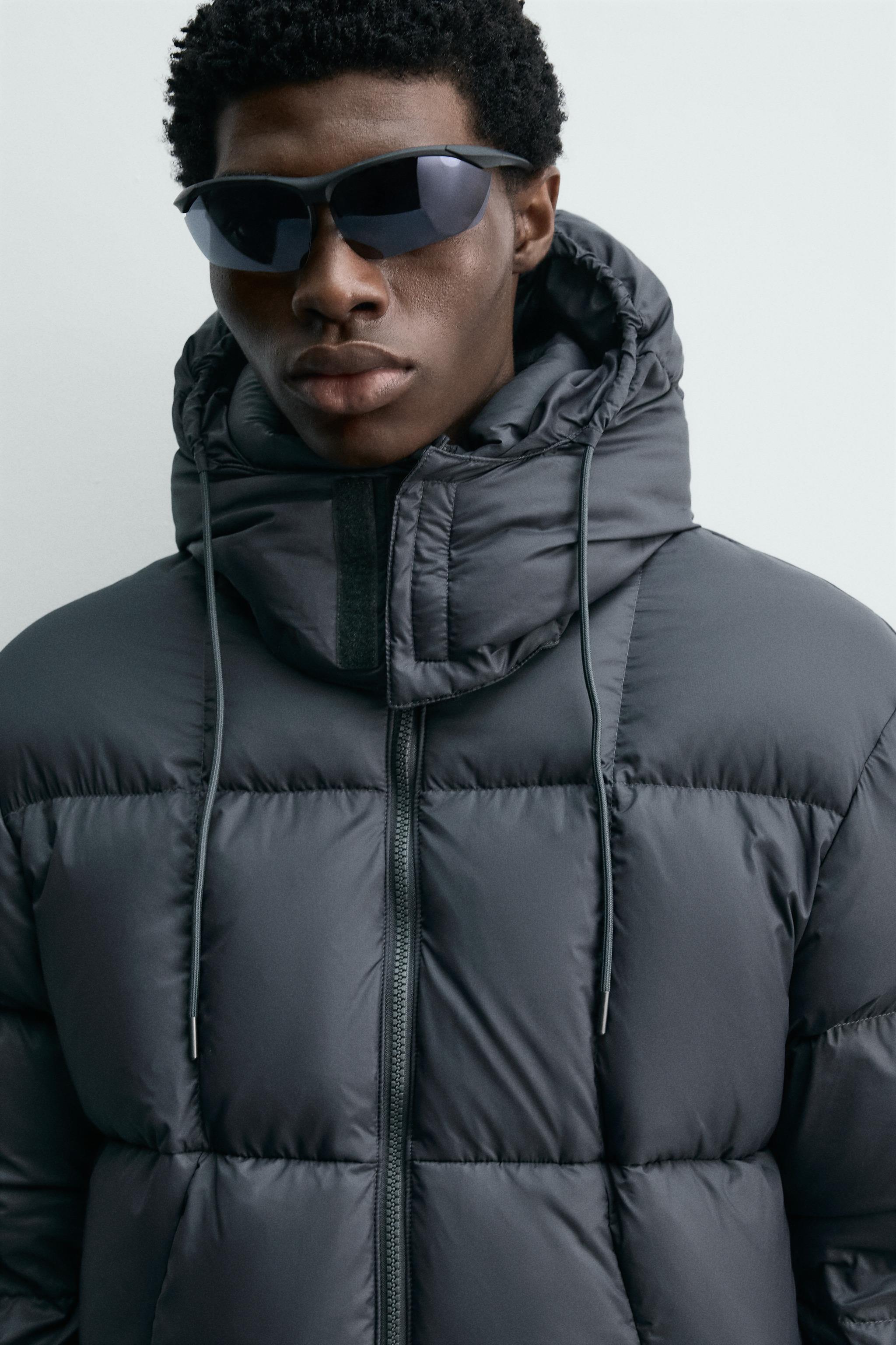 撥水加工100%フェザーダウンジャケット - ブルー/グレー | ZARA Japan
