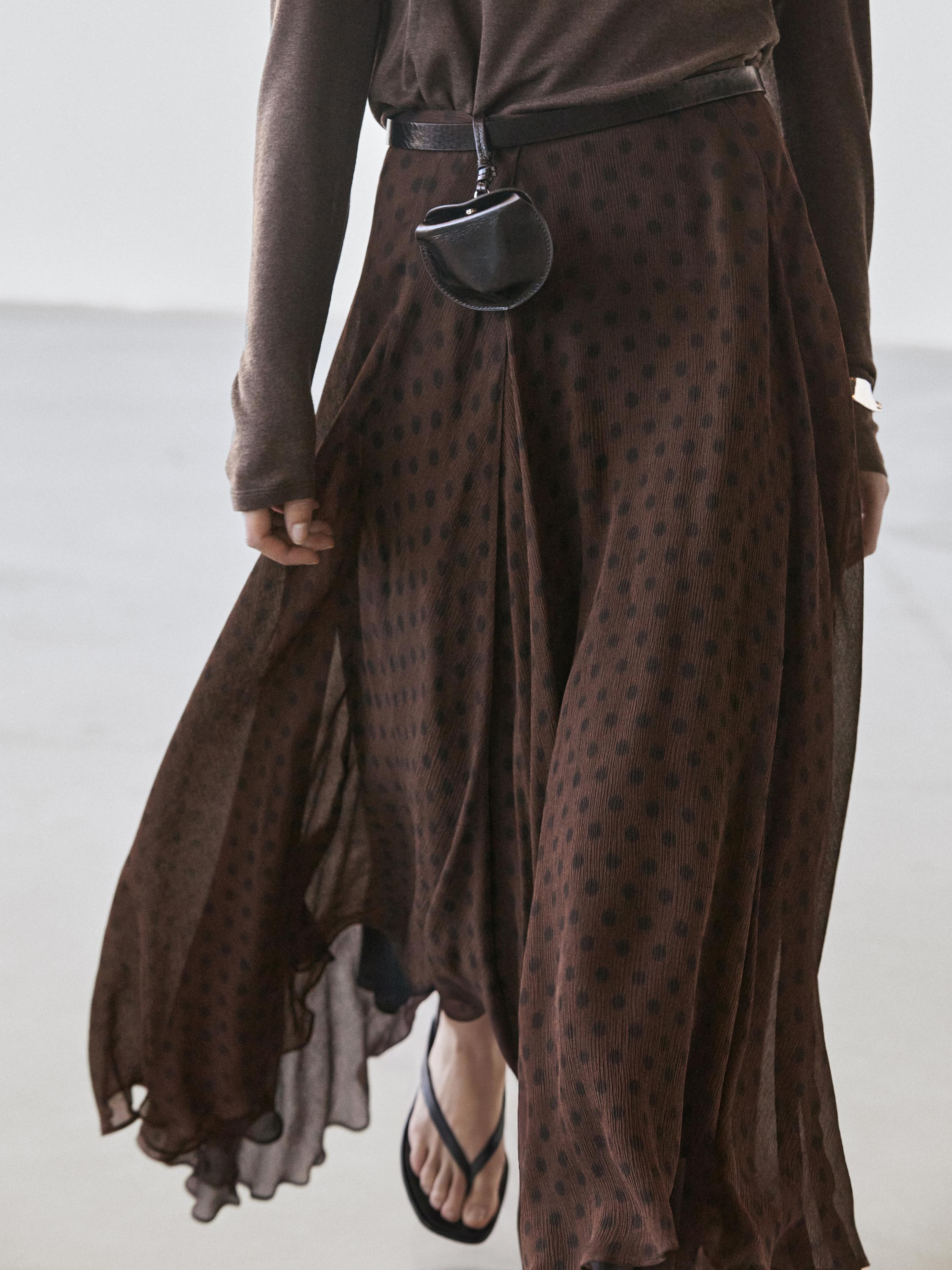 Flared polka dot midi skirt