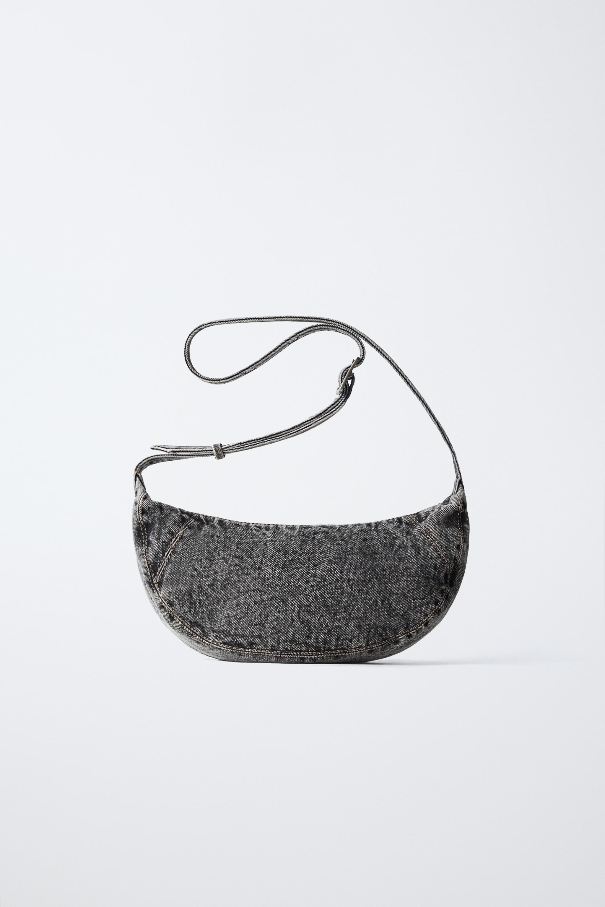 DENIM CROSSBODY BAG — Gray