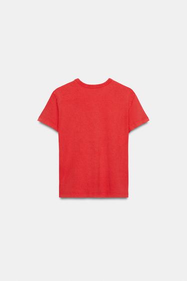 T-SHIRT À INSCRIPTION SUR LE DEVANT - Rouge de Zara - Image 3