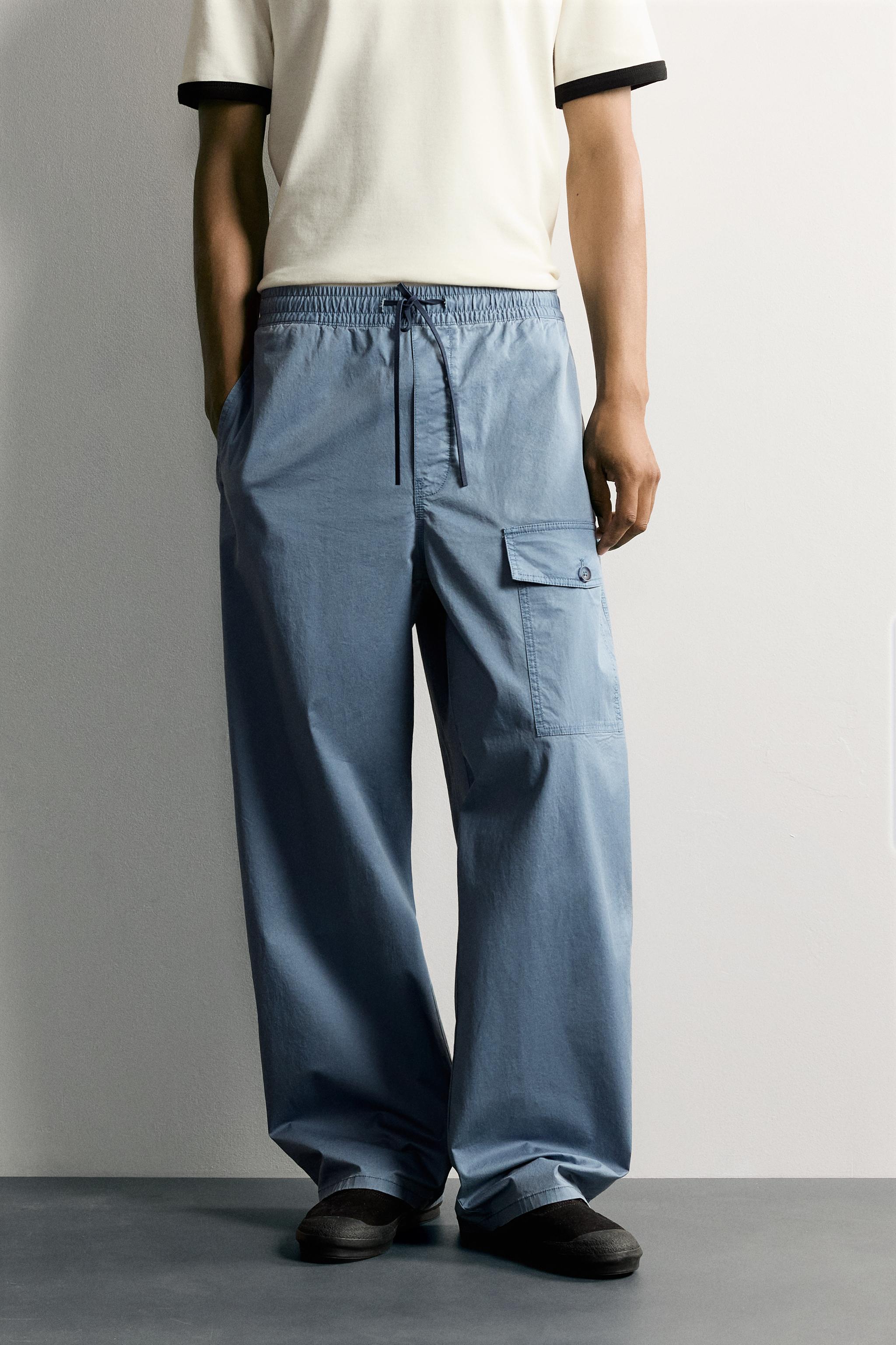 RELAXED FIT CARGO PANTS — Blue marl (alternate view)