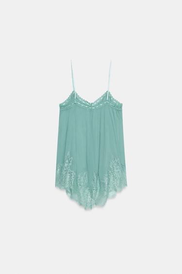 ZW COLLECTION LACE STRAP TOP - Turquoise by Zara - Image 7