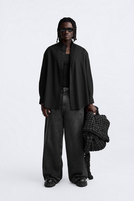 BAND COLLAR SHIRT LIMITED EDITION Black ZARA India