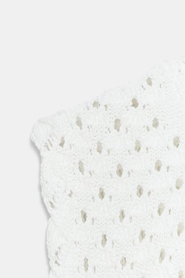 ROBE COURTE EN MAILLE POINTELLE - Blanc de Zara - Image 7